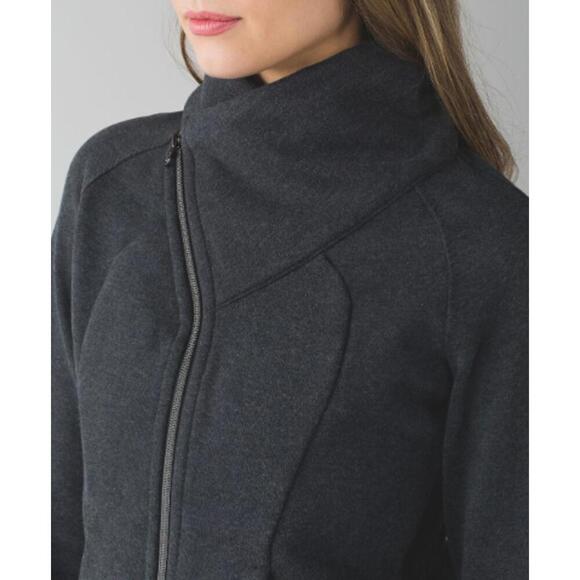 Lululemon Cozy Cuddle Up Fleece Jacket Heathered Black / Black Size 8 EUC - Picture 2 of 9